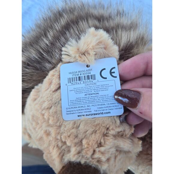 Aurora World Hugga Wugg Hedgehog Plush – 15" Soft Tan Brown – With Tags - Picture 3 of 3